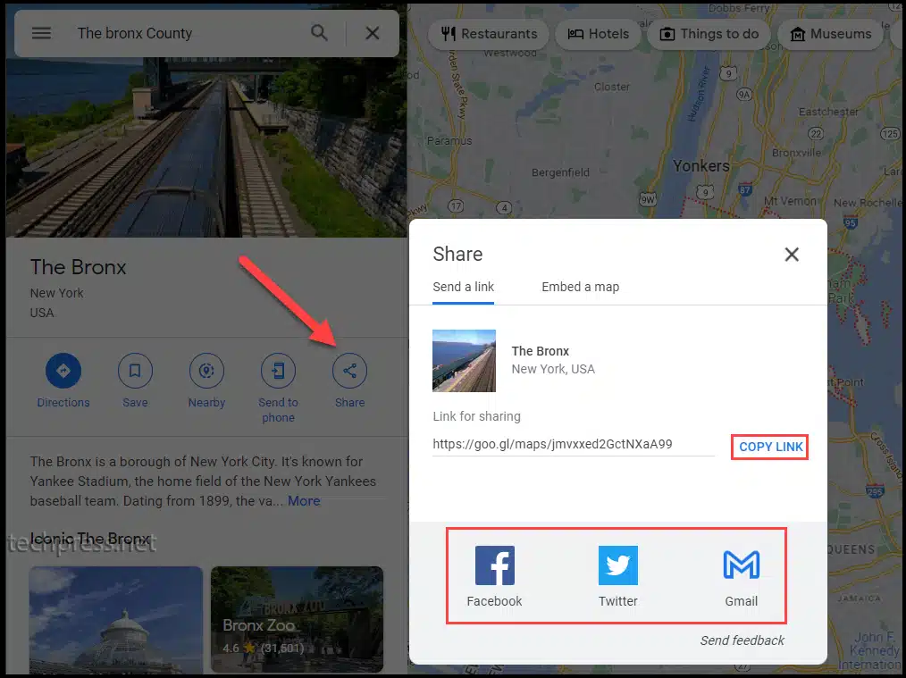 How to share Counties Information directly from Google maps