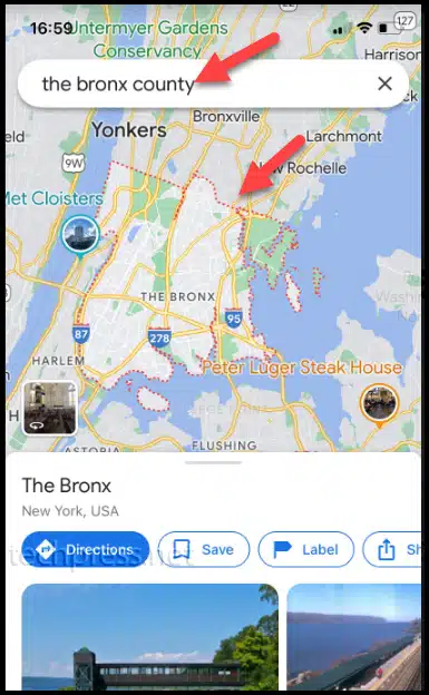 How to view county lines in Google maps on a mobile device