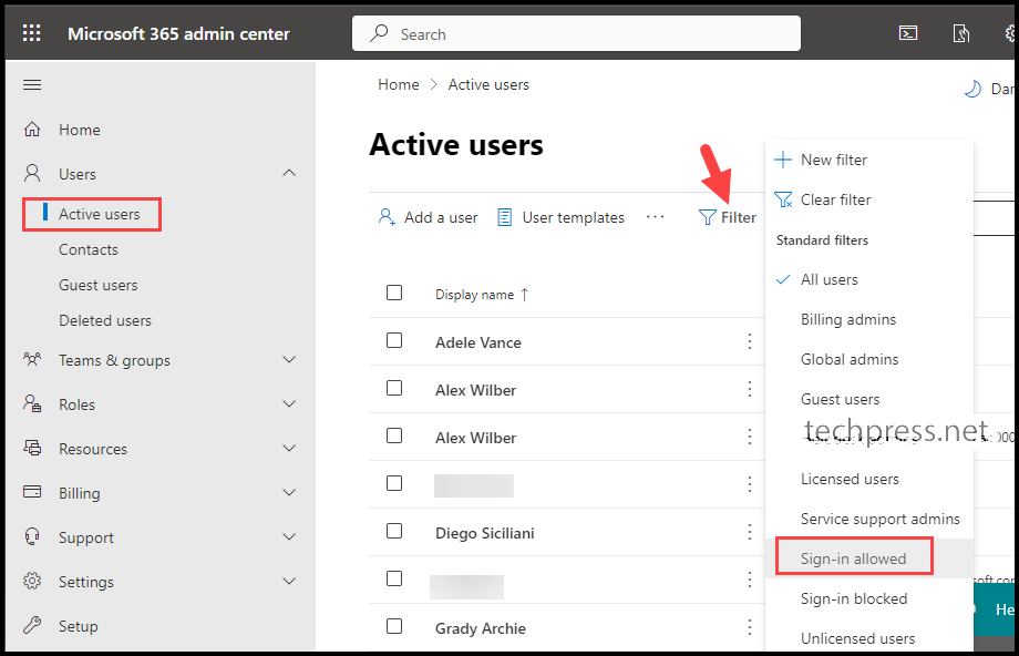 Export all Active users from Office 365 using Microsoft 365 admin center