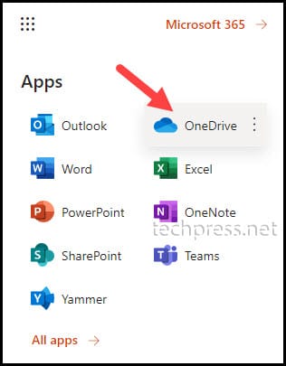 OneDrive app from Microsoft 365 Portal