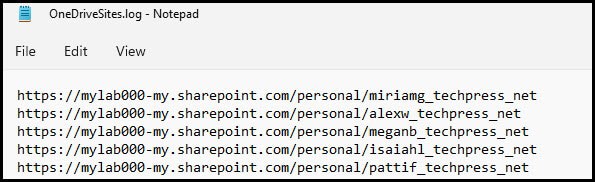 OneDrive URL List using Powershell