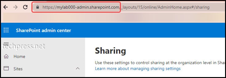 Sharepoint admin URL from Browser address bar