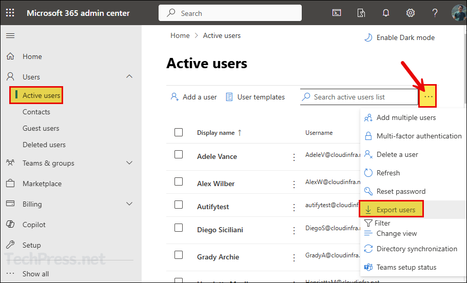 Export Disabled Users Report from Microsoft 365 admin center