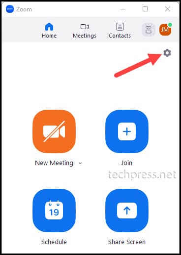 Settings Icon in Zoom meetings app
