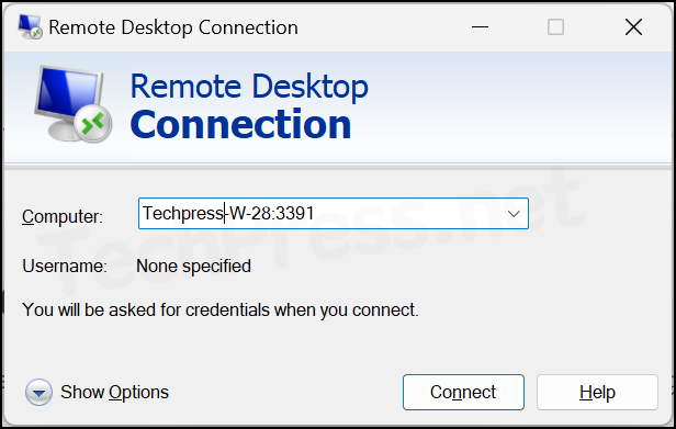 Connect using a Custom RDP Port number