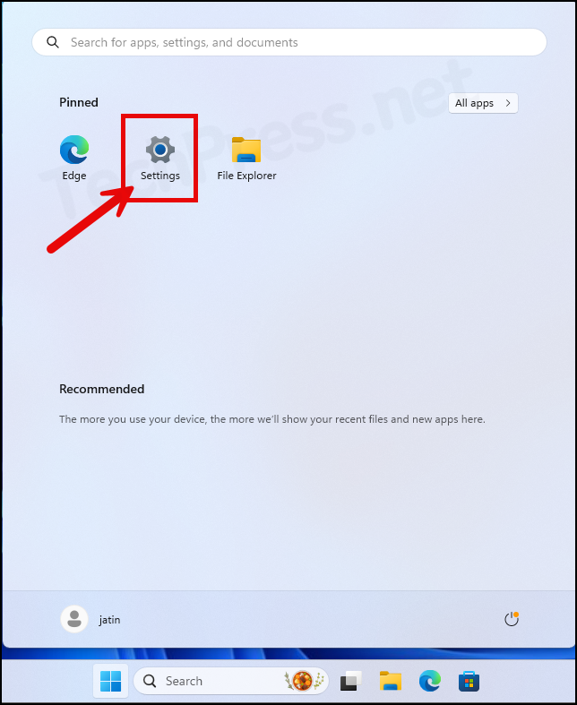 Launch Settings App on Windows 11 device