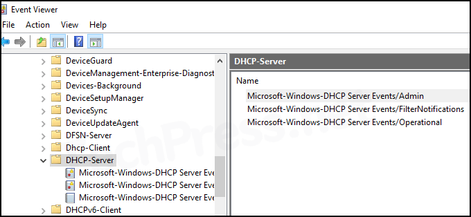 DHCP Server Event Viewer Logs