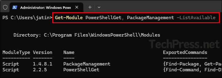 check updated version of Powershellget and packagemanagement