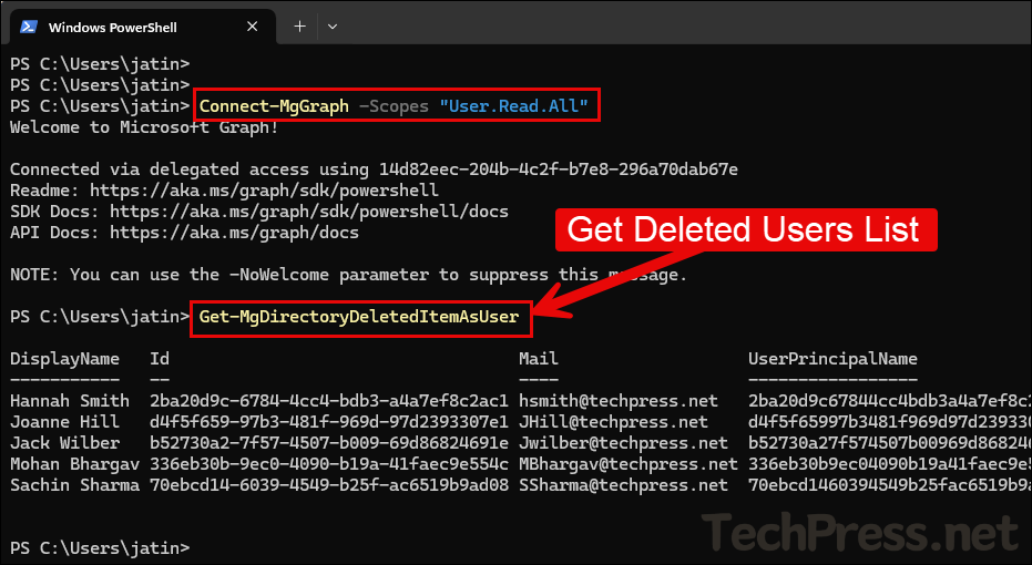 Get the List of Deleted Users from Microsoft 365