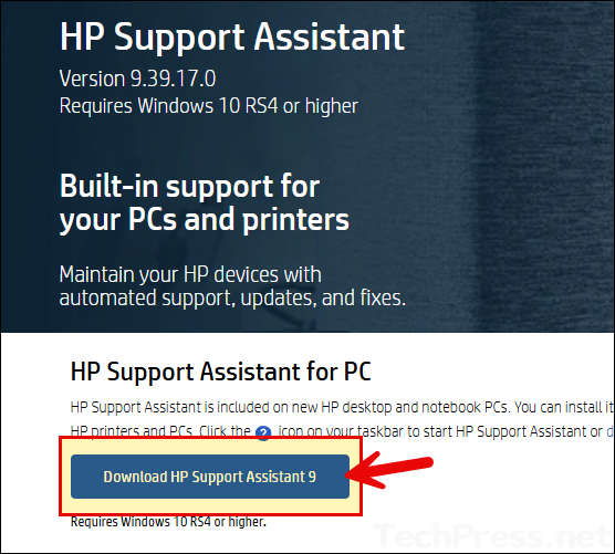 Download and Extract HP Support Assistant App Setup