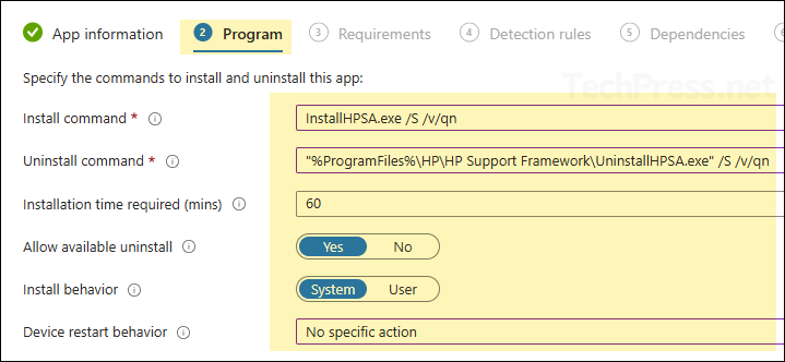 Program Tab Hp Support Assistant Intune App