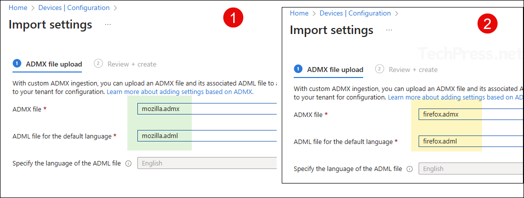 Import mozilla.admx and firefox.admx templates