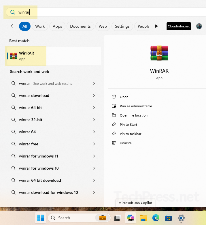 WinRAR app deployed on Windows 11 Intune