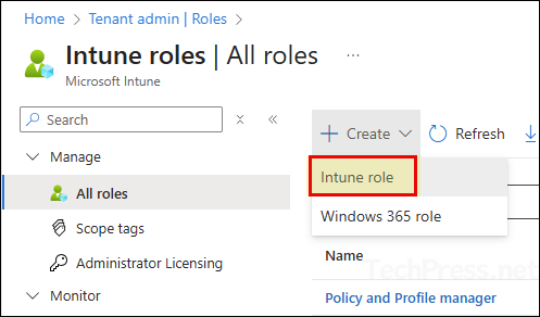 Select Intune Role