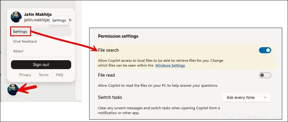 Copilot App File Search Permission Setting