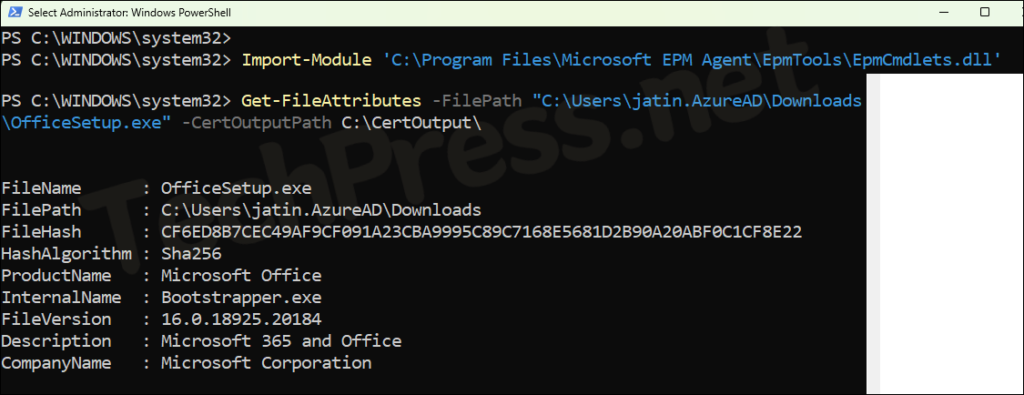 Retrieve File Hash and Certificate using PowerShell