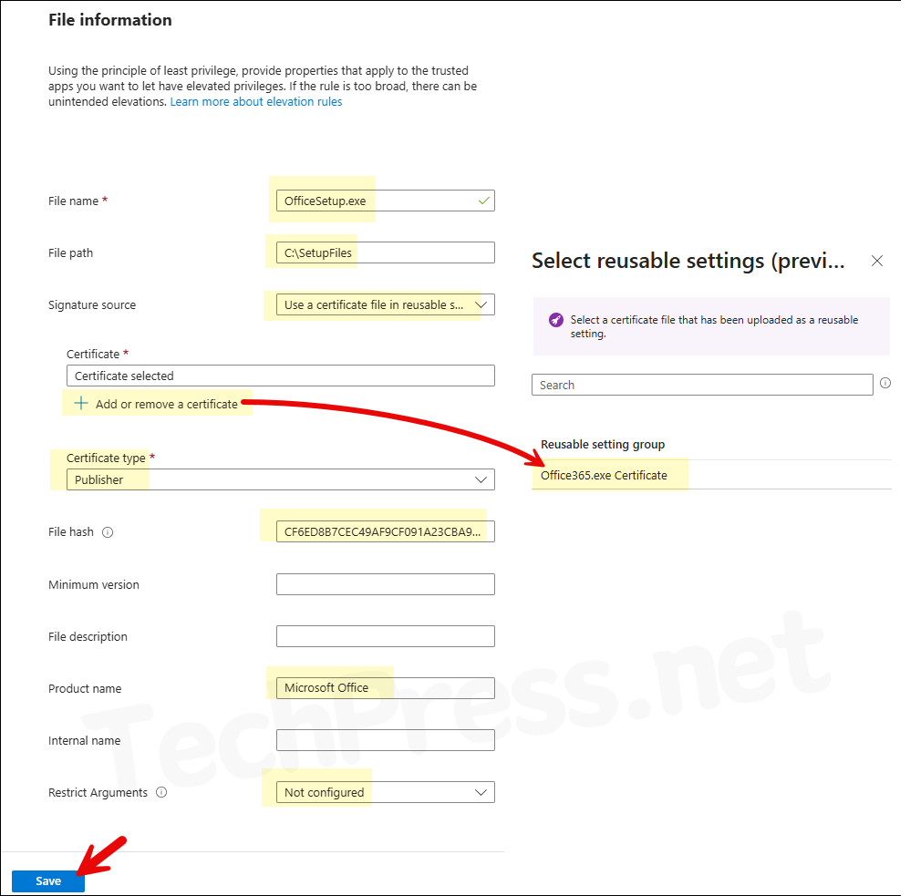 Elevation rules file information