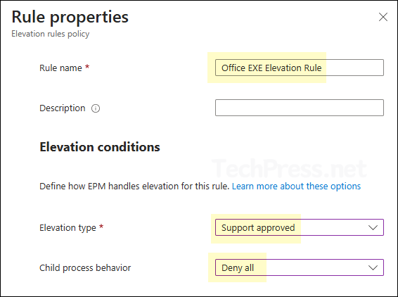 Elevation Rule Properties