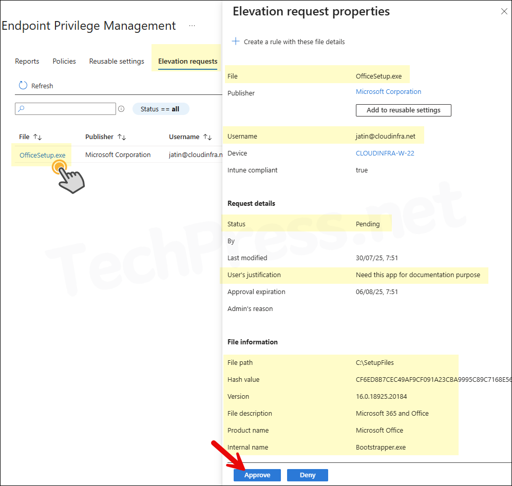 Elevation Requests Approval