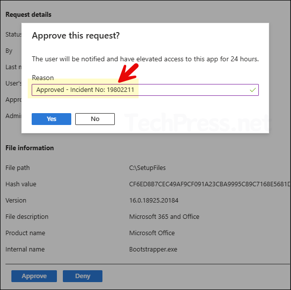 Elevation Requests Approved message