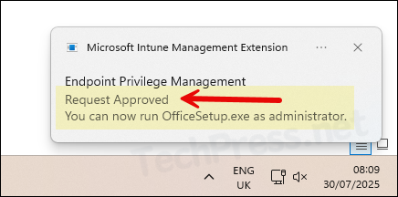 EPM Approval notification to the client