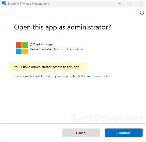 Opening an app as administrator via EPM