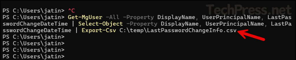 Export M365/Entra ID users last password date and time Info to CSV