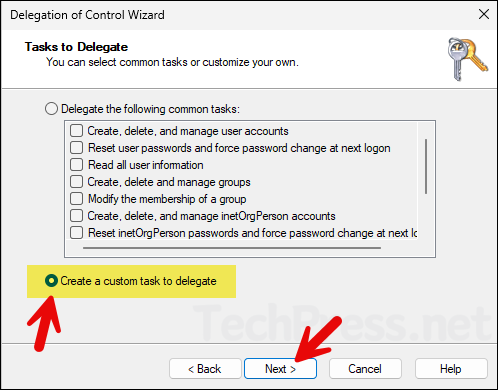 Create a custom task to delegate