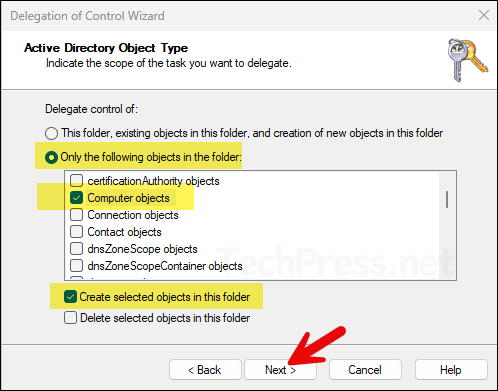 Provide Create Computer Objects permission to the user