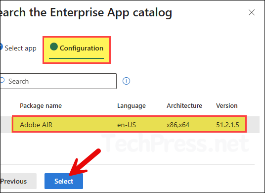 Select Adobe Air