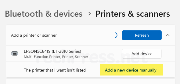 Click on Add a new device manually