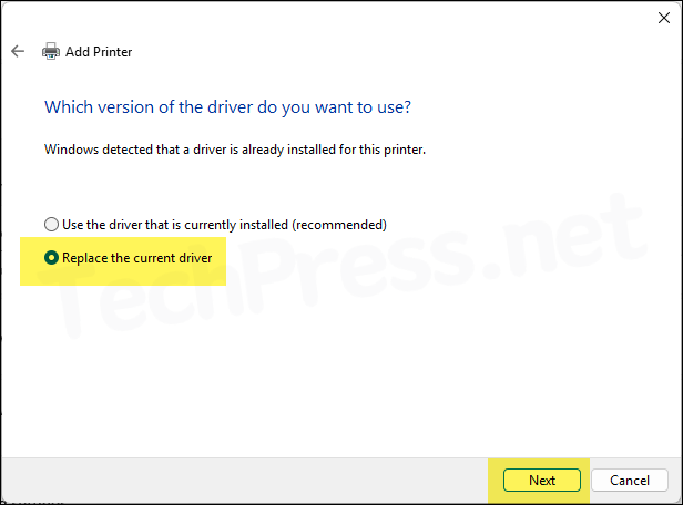 Replace the current driver