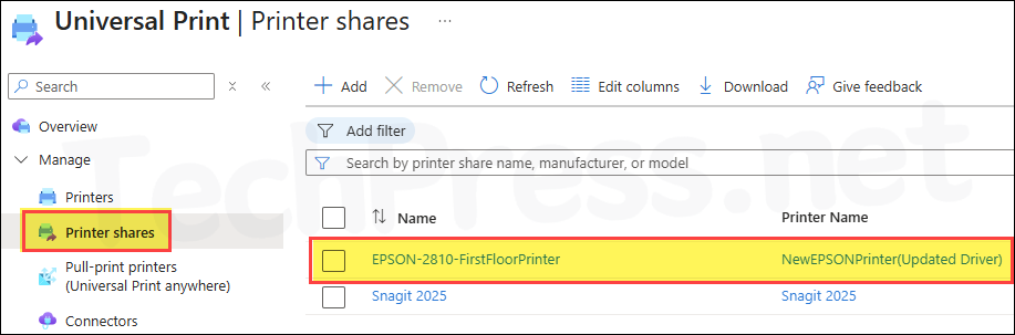 New Printer Share updated and linked with new printer