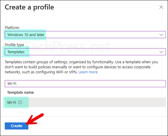 Create a Wi-Fi Profile in Intune