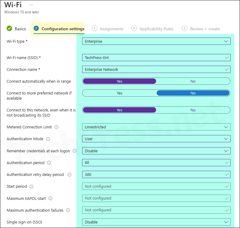Intune Enterprise type Wi-FI profile deployment