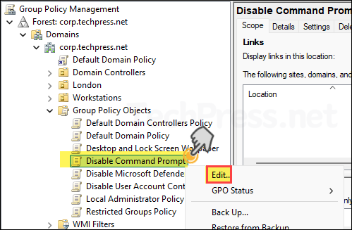 Edit Disable Command Prompt GPO