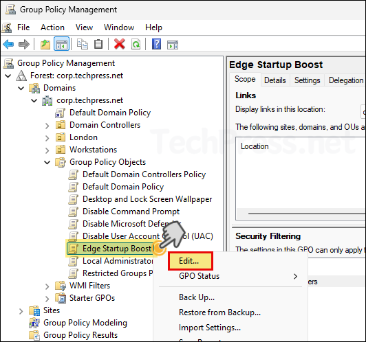 Edit Edge Startup Boost GPO