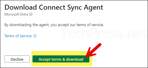 Accept terms & download button