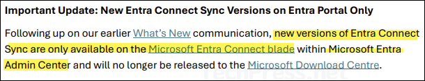 New Entra Connect Sync on Entra Portal only