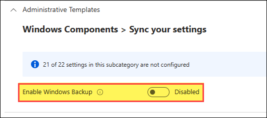 Turning Off Windows Backup Intune