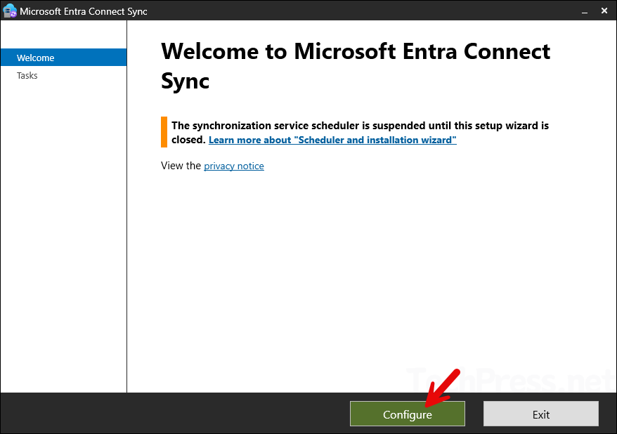 Click Configure on Welcome Screen of Entra Connect Sync