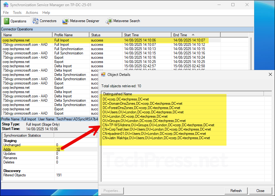 Confirm Entra Connect Sync Full Export