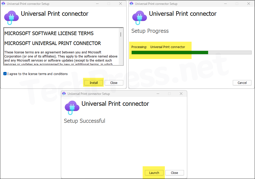 Install Universal Print (UP) Connector