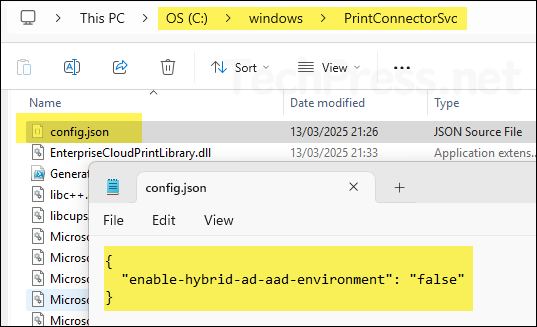 Universal Print Connector config file