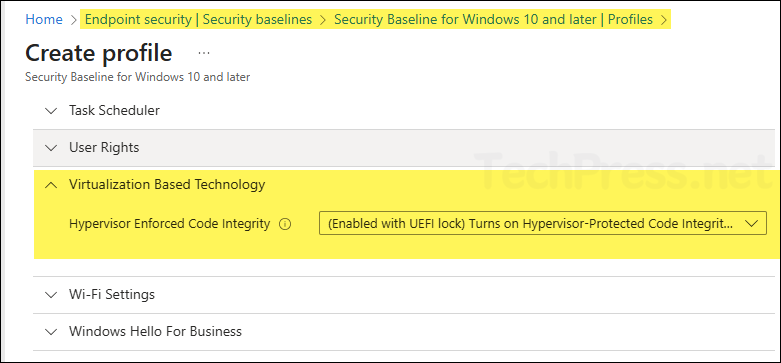 Enable Memory integrity using Intune security baseline
