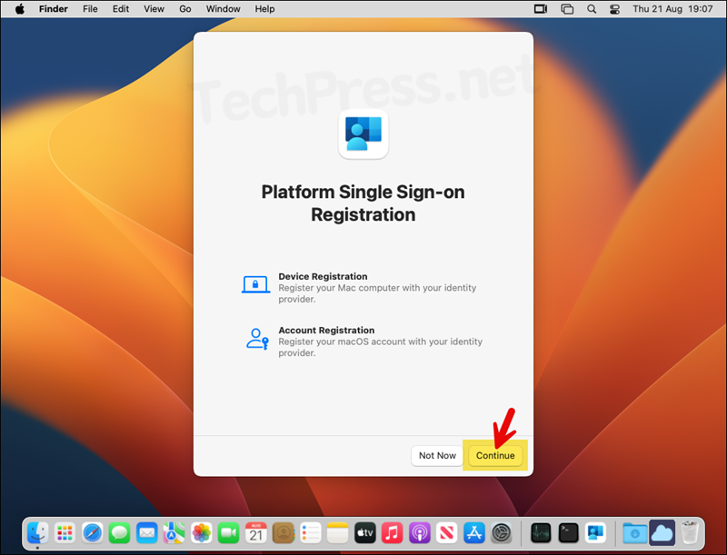 Platform Single Sign-on registration page