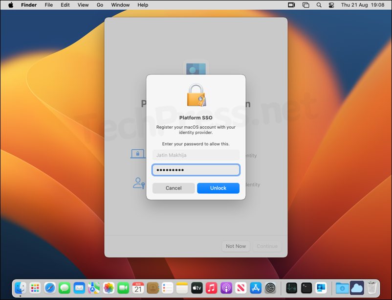 Enter your local account password