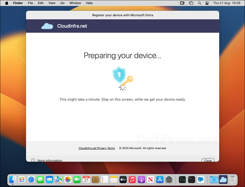 Mac Entra Join is in progress