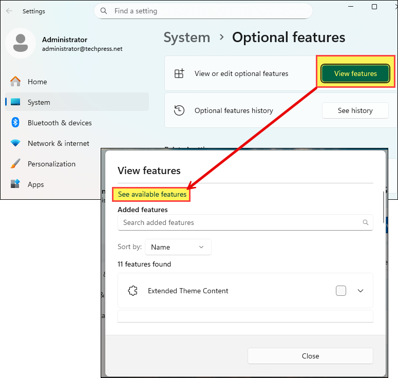 Optional Features See Available features