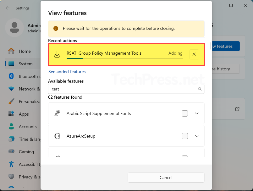 Installin GPMC RSAT tool on Windows 11